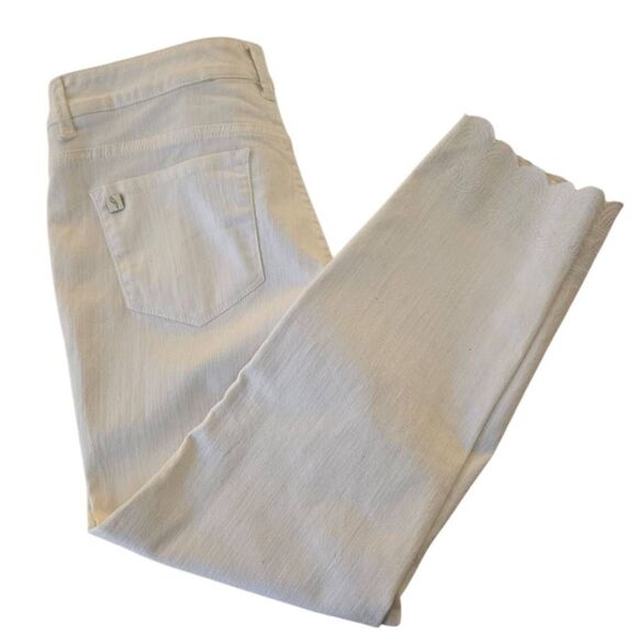 Pappagallo Womens High Rise Scalloped Hem Capri Pants White Size 12P - Picture 2 of 12